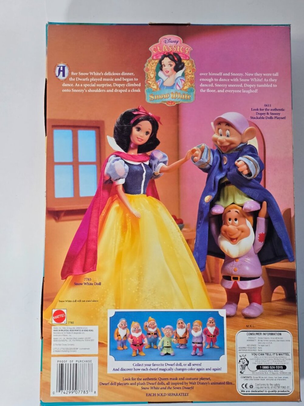 Vintage 1992 Walt Disney Snow White And The Seven Dwarfs Doll #7783 NIB - read - Picture 6 of 8